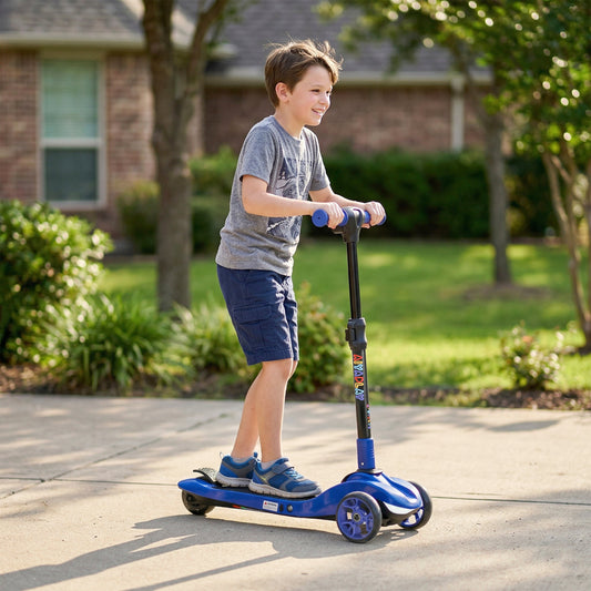 AIYAPLAY Three-Wheel Foldable Electric Scooter for Kids Aged 6-10 Years, Blue