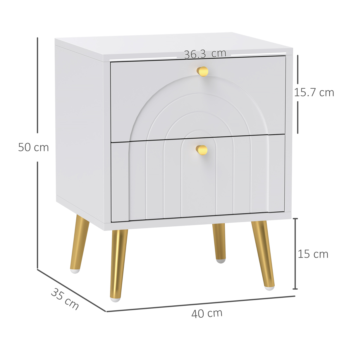 HOMCOM 2-Piece Bedside Tables Set with 2 Drawers for Bedroom, White