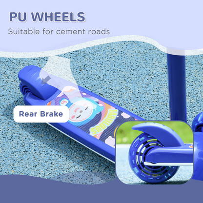 AIYAPLAY Kids 3 Wheel Scooter for 2-6 Years Old w/ Adjustable Height, Blue