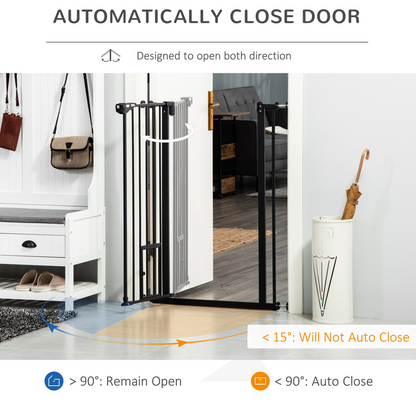 Extra Tall Dog Gate with Cat Door Auto Close for Stairs 74-80 cm Wide Pawhut