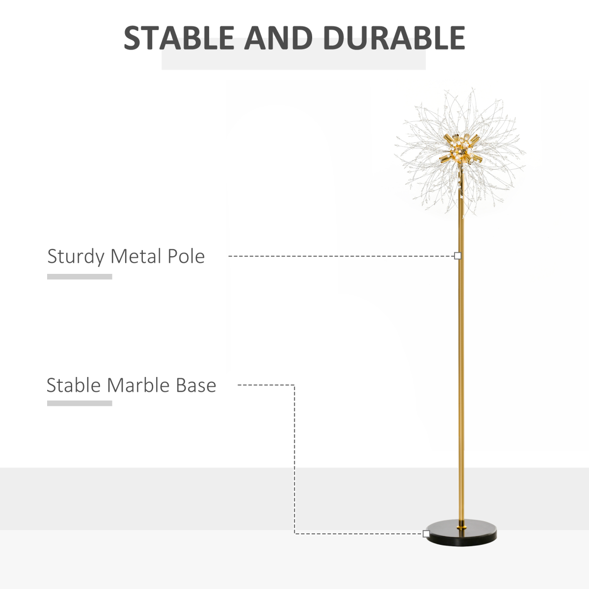 HOMCOM Modern Floor Lamp with Dandelion-like Lampshade for Bedroom