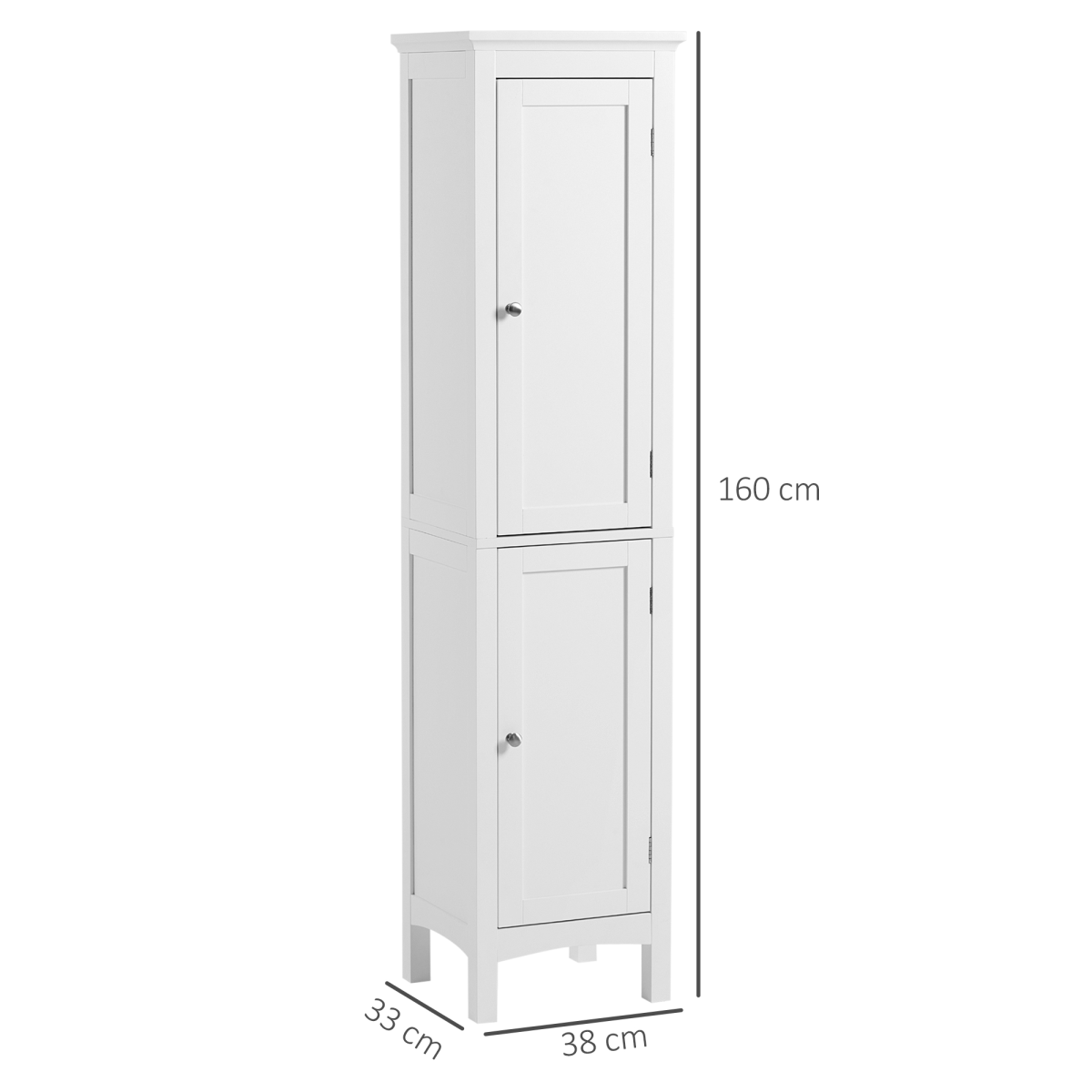 kleankin Tall Bathroom Cabinet with Adjustable Shelves, Double Door, White