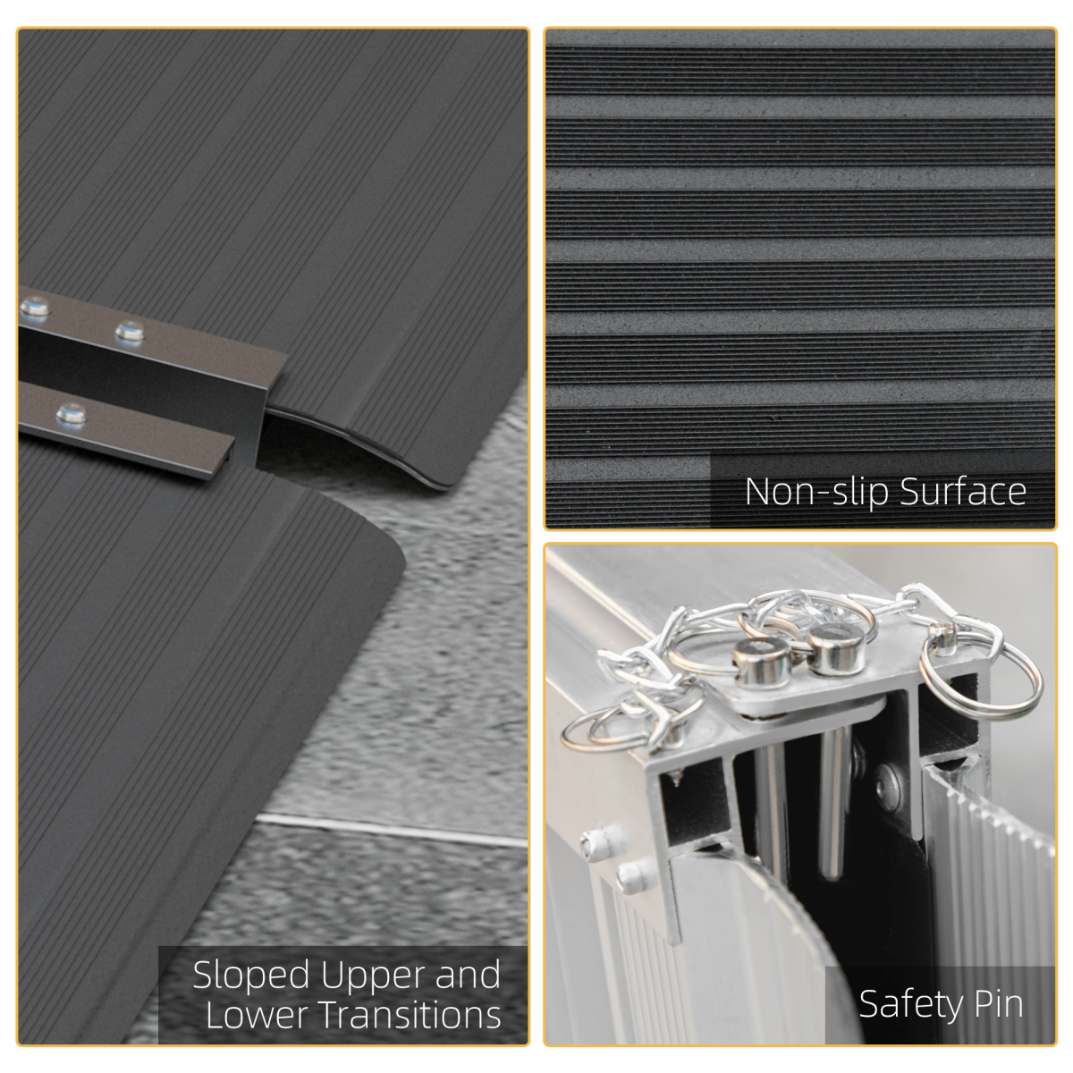 HOMCOM Folding Aluminium Wheelchair Ramp 152x73cm 272KG Capacity for Home
