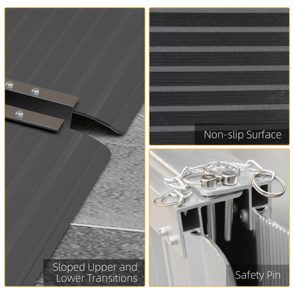 HOMCOM Folding Aluminium Wheelchair Ramp 152x73cm 272KG Capacity for Home