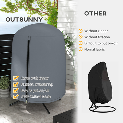 Outsunny Hanging Egg Chair Cover Garden Swing Chair Cover Waterproof, Grey
