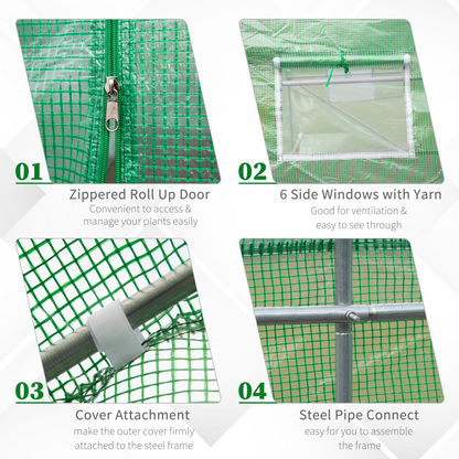 Outsunny 4.5m x 2m x 2m Walk-In Gardening Plant Greenhouse w/ PE Cover, Green
