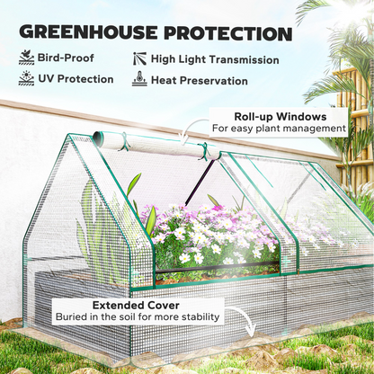 Outsunny Raised Garden Bed Planter Box with Greenhouse, White and Dark Grey