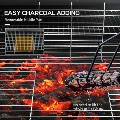 Outsunny Barrel Charcoal Barbecue BBQ Grill Trolley W/ Ash Catcher Thermometer