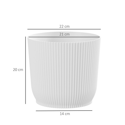Outsunny Set of 3 Round Plant Pots Outdoor 22cm for Garden, White