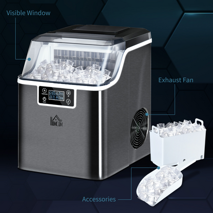 HOMCOM Counter Top Ice Maker Machine with Adjustable Cube Size Scoop Black
