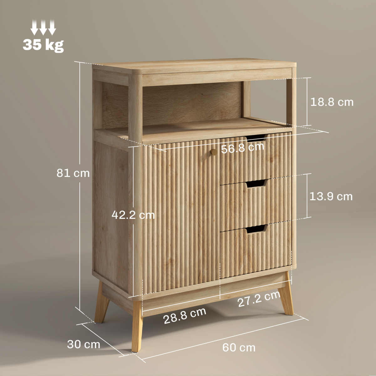 HOMCOM Modern Sideboard Storage Cabinet for Living Room Dining Room Bedroom