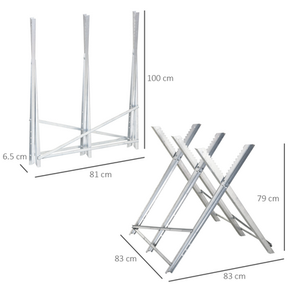 DURHAND Saw Horse Steel Support Heavy Duty Foldable Design Sawtooth, Silver