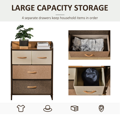 HOMCOM Closet Dresser, Dresser Tower  4 Easy Pull Fabric Drawer Steel Frame