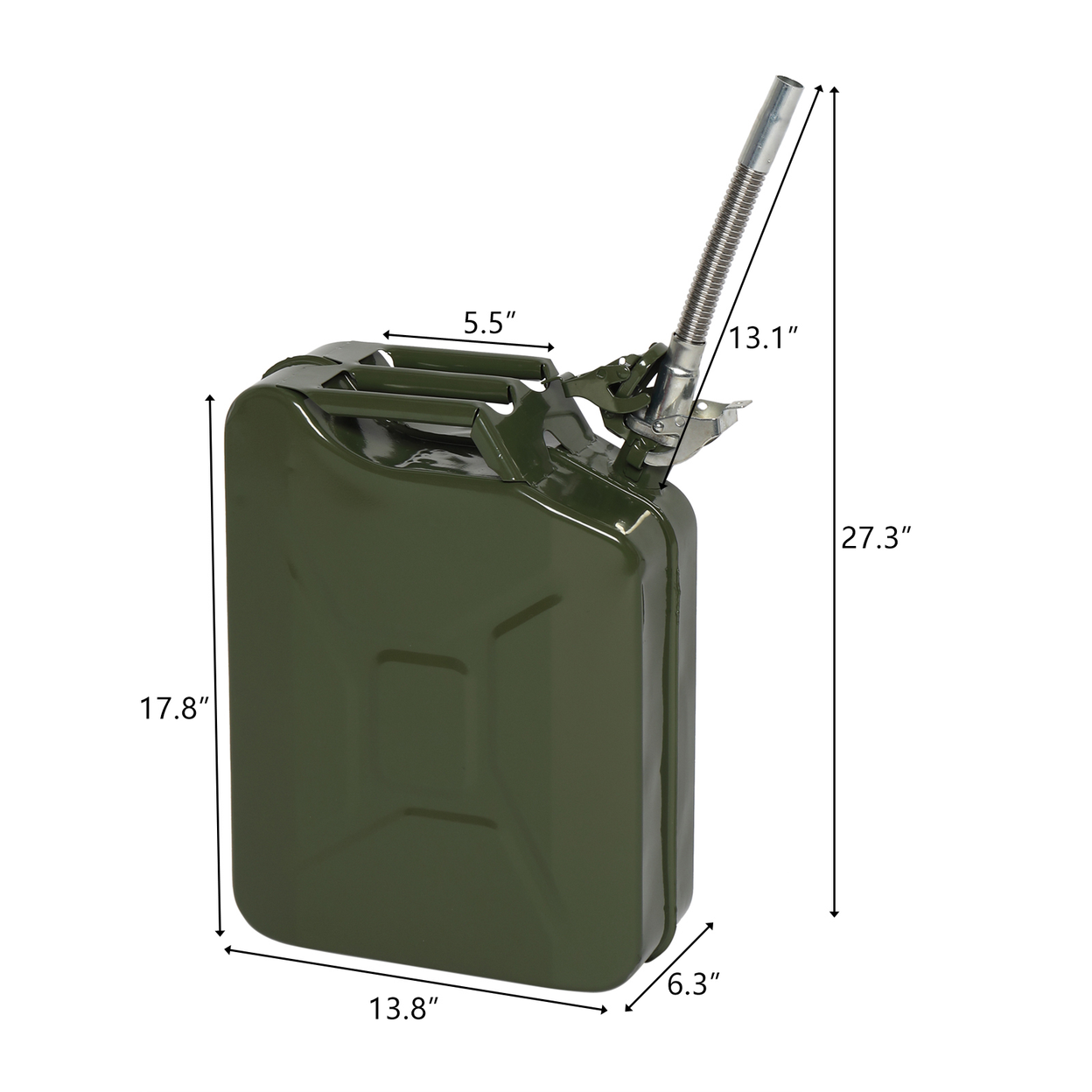 20L 0.6mm Fuel Oil Petrol Diesel Storage Can with British Style Pour Tube Army Green