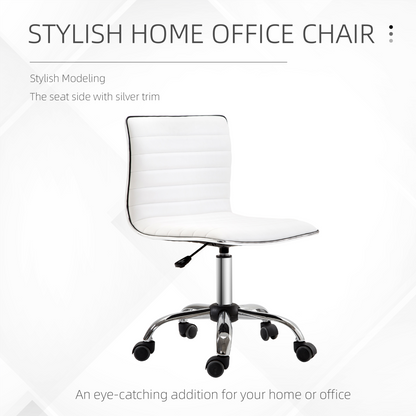 Armless Mid-Back Adjustable Office Chair  360 Swivel Ergonomic White HOMCOM