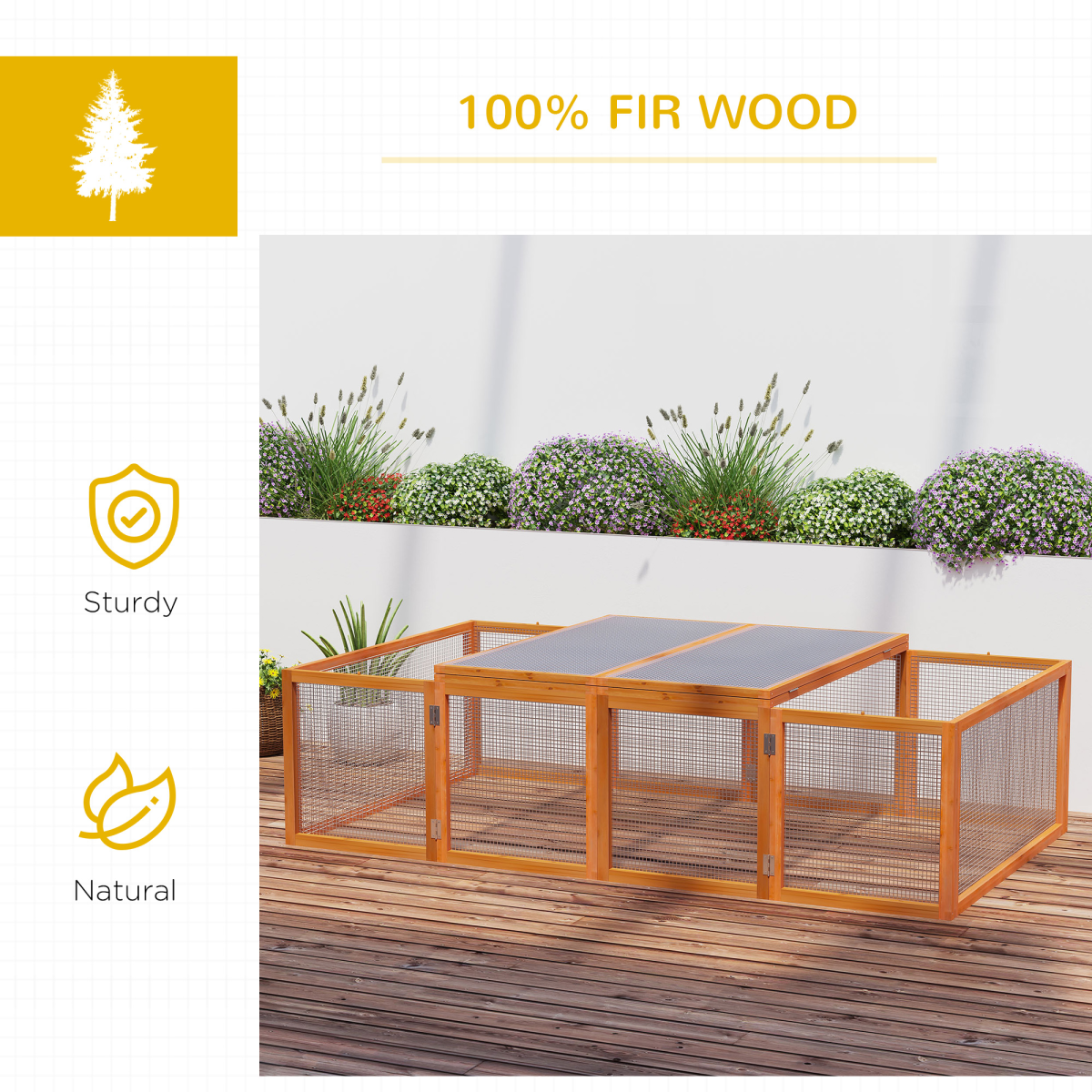 New Rabbit Hutch Cage with Run and Play Space Mesh Wire Safety for Outdoor