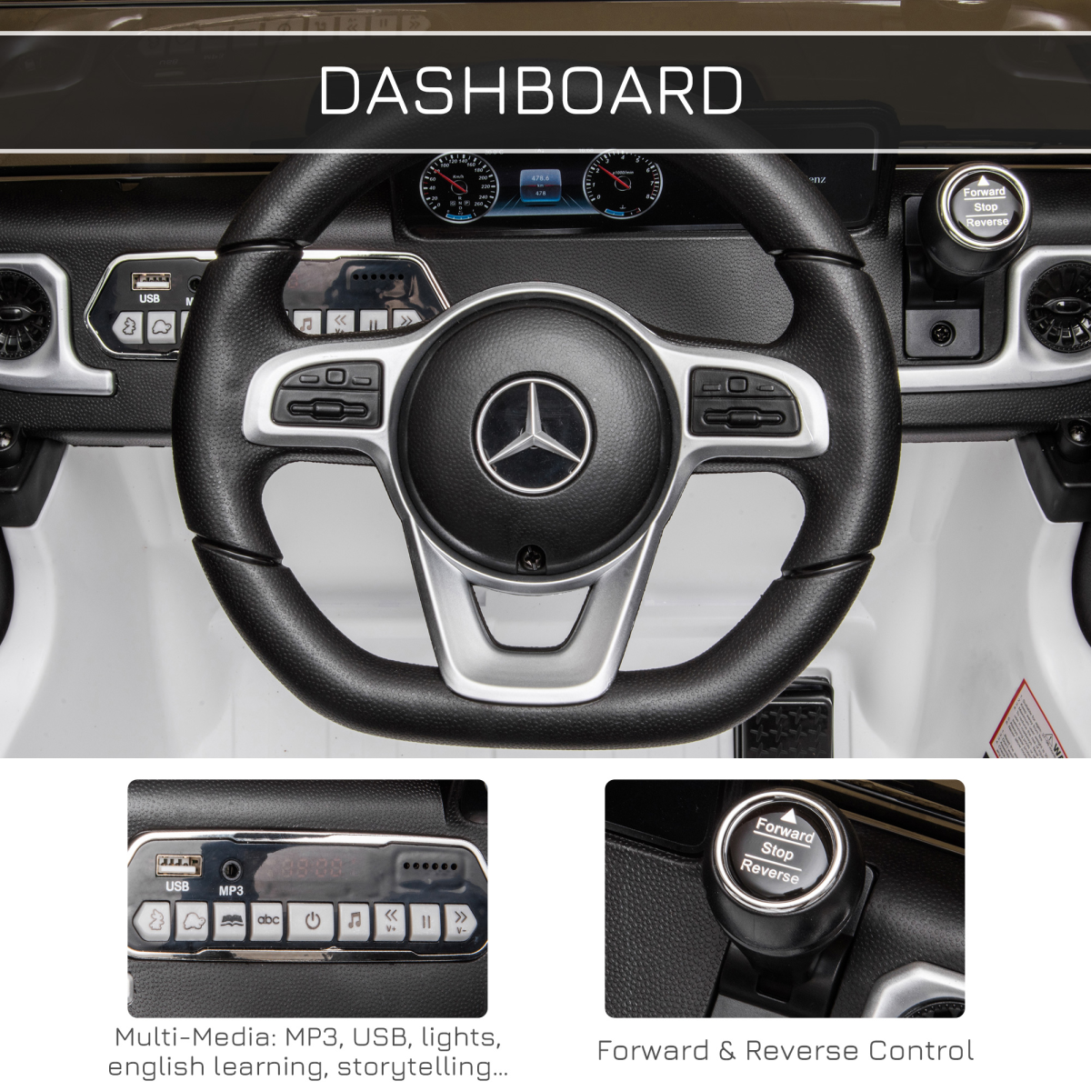 Mercedes Benz G500 12V Kids Electric Ride On Car Remote Control White HOMCOM