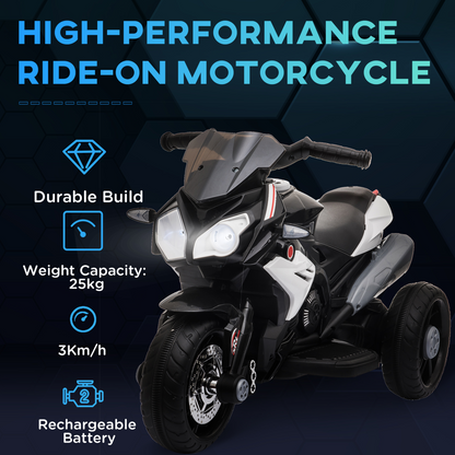 Kids Electric Motorcycle Ride-On Toy Vehicle 6V Battery Music Horn Lights Black