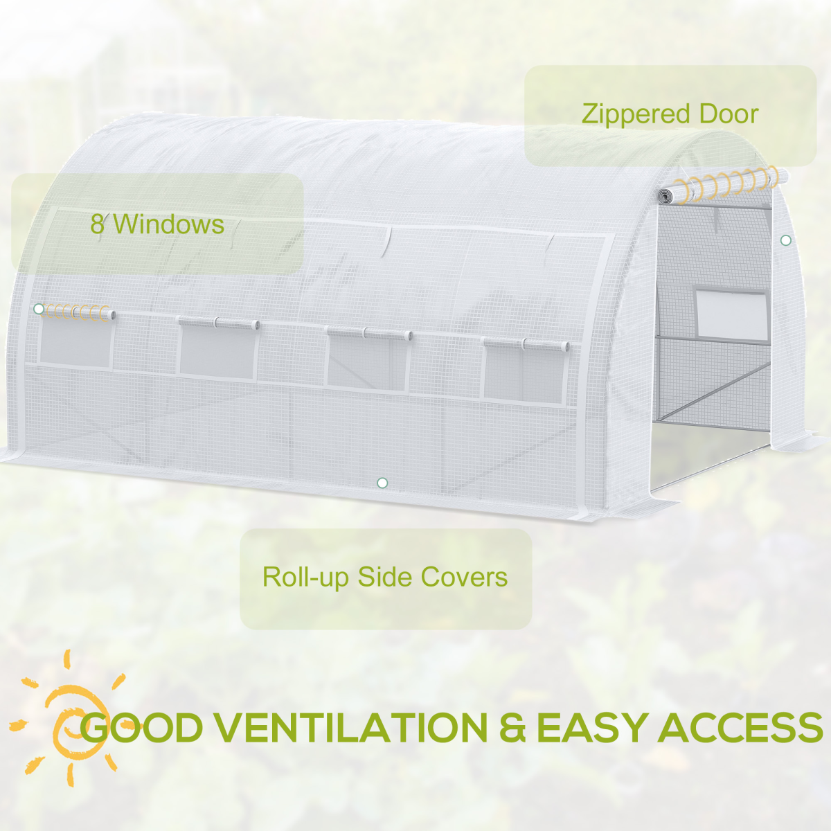 4 x 3 x 2 m Polytunnel Greenhouse Pollytunnel Tent w/ Steel Frame White
