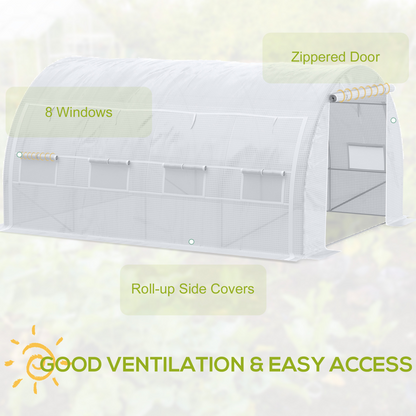 4 x 3 x 2 m Polytunnel Greenhouse Pollytunnel Tent w/ Steel Frame White