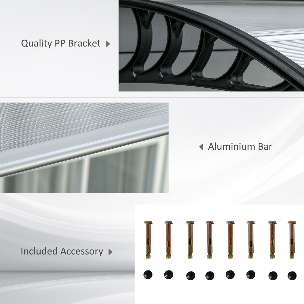 Front Door Canopy, Outdoor Awning, 300 x 100cm Rain Shelter Clear 300x100