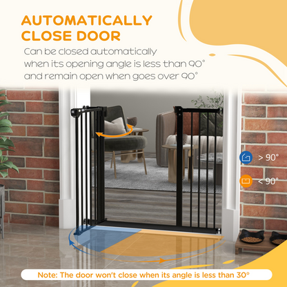 PawHut Adjustable Safety Gate w/ 1 Extensions and Four Adjustable Screws, Black