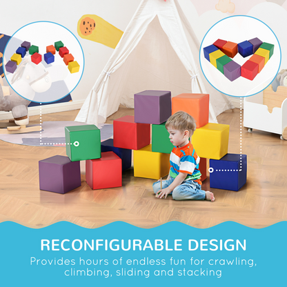 12 Piece Kids Soft Play Blocks Soft Foam Toy Building Stacking Block HOMCOM