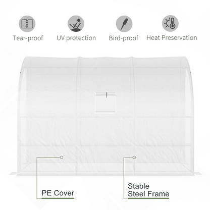 300 x 150 x 213 Plant Greenhouse Garden Nursery w/ Cover Window, White