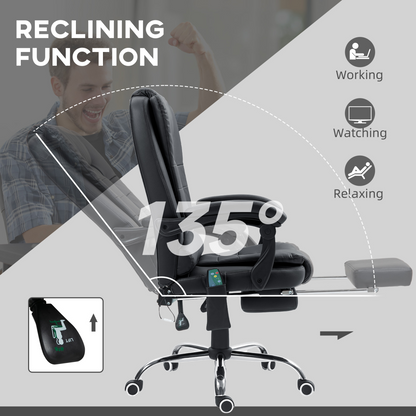 Vinsetto Ergonomic Heated 6 Points Vibration Massage Office Chair Black