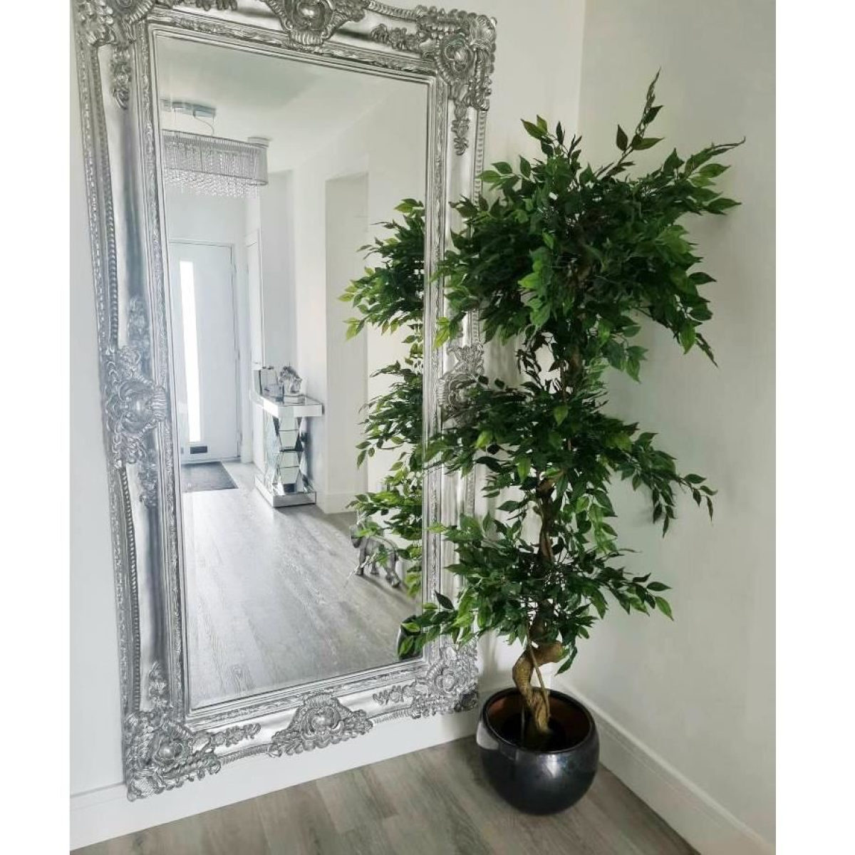 180cm Artificial Twisted Trunk Fruticosa Ficus Tree Triple Ball Topiary 1984 Leaves Copper Metal Planter