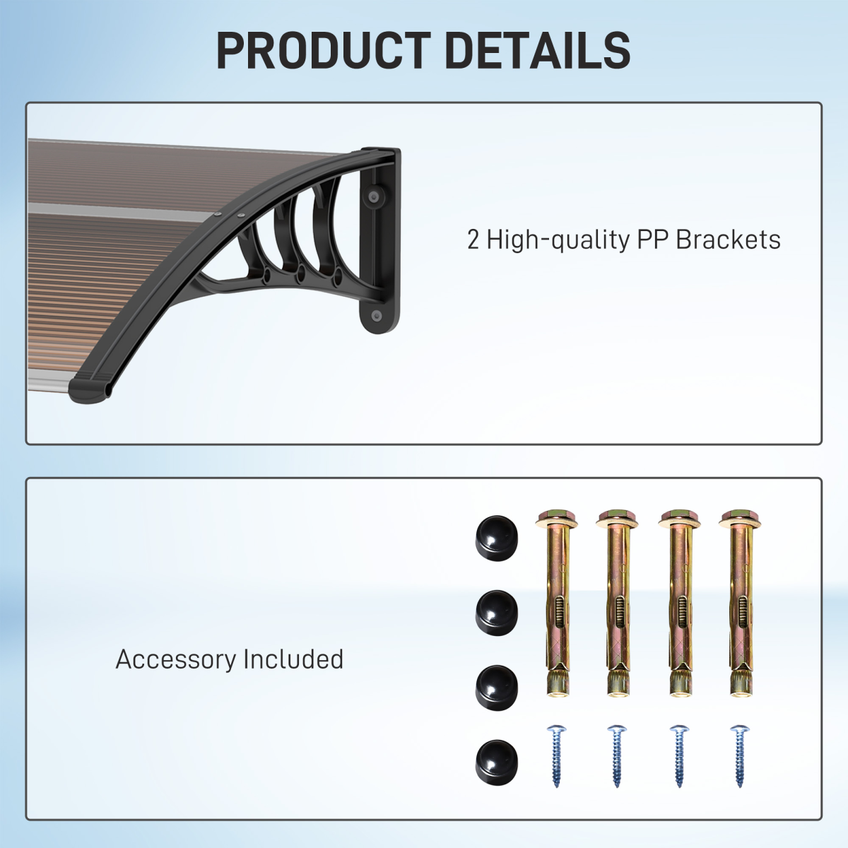 Outsunny Outdoor Window Door Canopy Fixed Awning Porch UV Water Cover Brown