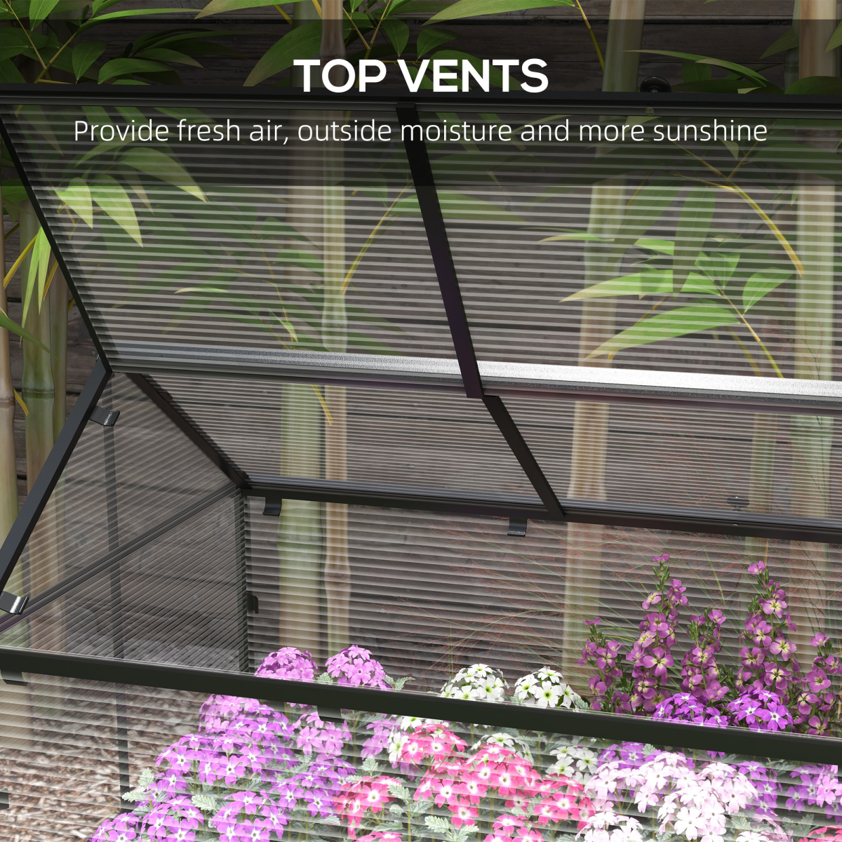 Outsunny Raised Garden Bed with Polycarbonate Panel and Top Vent for Vegetables