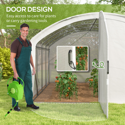 Outsunny 4 x 3 x 2m Polytunnel Greenhouse with Door, UV-resistant PE Cover