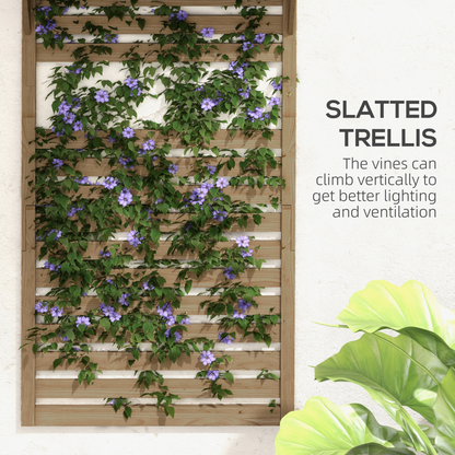 Outsunny Wall Mounted Plant Stands Set of 2 with Shelves and Slatted Trellis