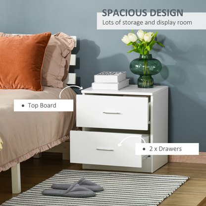 Bedside Table w/ 2 Drawers, Nightstand, Side Storage Cabinet Unit