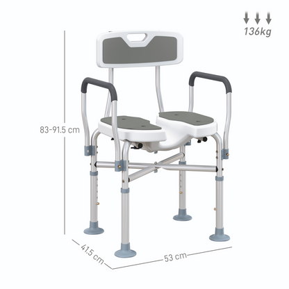 Comfortable Shower Stool with Padded Seat & Aluminium Frame - 136kg Capacity