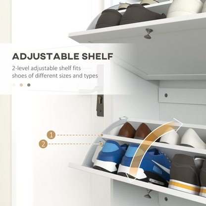 HOMCOM Narrow Shoe Cabinet with 3 Flip Drawers for 18 Pairs of Shoes White