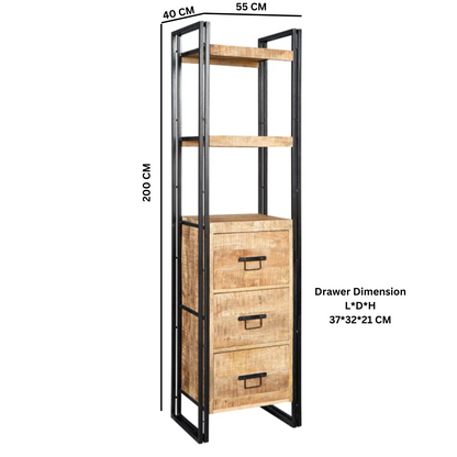 Cosmo Industrial Slim Bookcase