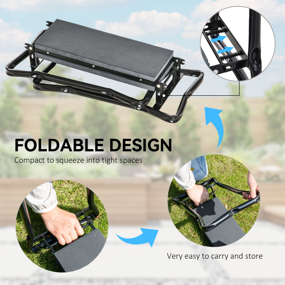 Outsunny 2 In1 Folding Garden Kneeler Foam Chair Pad Support Bench, Grey