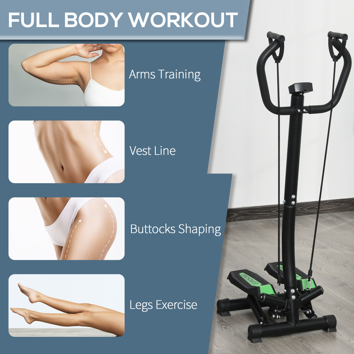 Stepper Step Machine w/ Resistance Bands Fitness Exercise Workout HOMCOM