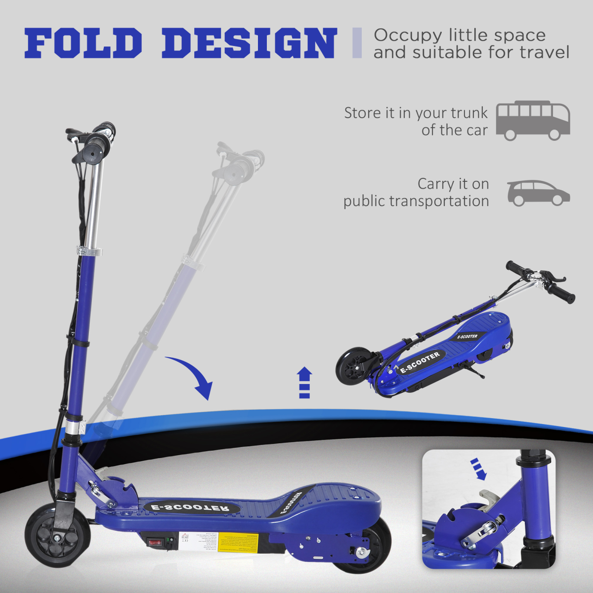 Folding Kids Electric Scooter 7-14 Adjustable Battery Power PU Wheels HOMCOM