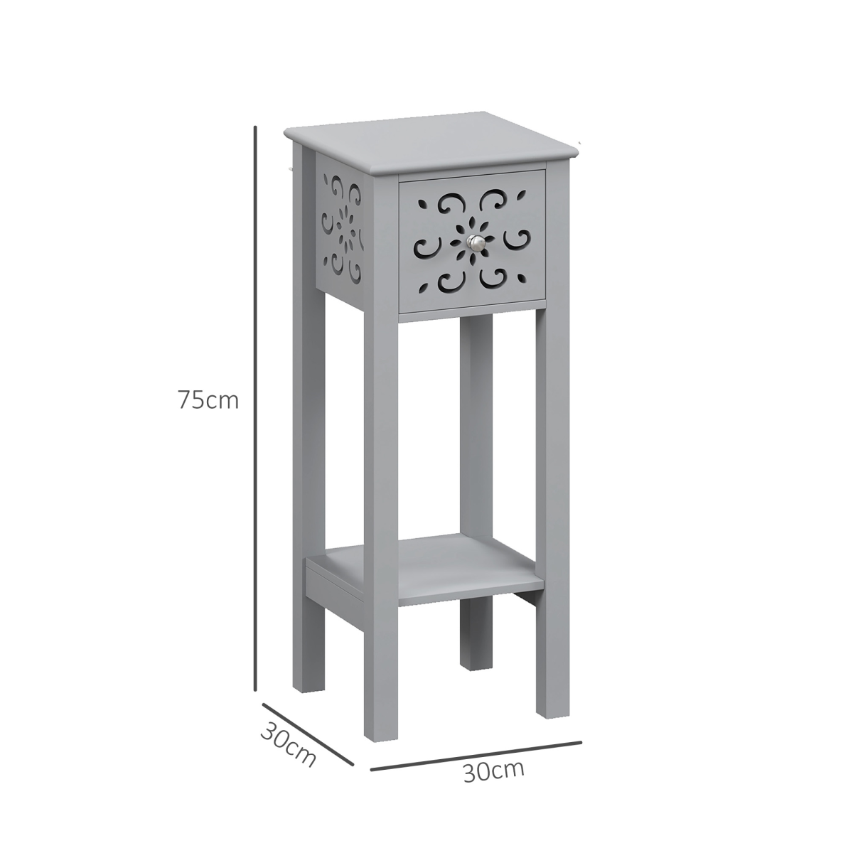 Elegant Floral Design Grey MDF Storage Unit Set - Durable & Stylish
