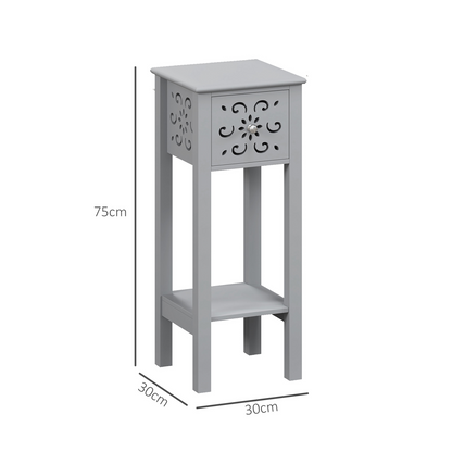 Elegant Floral Design Grey MDF Storage Unit Set - Durable & Stylish