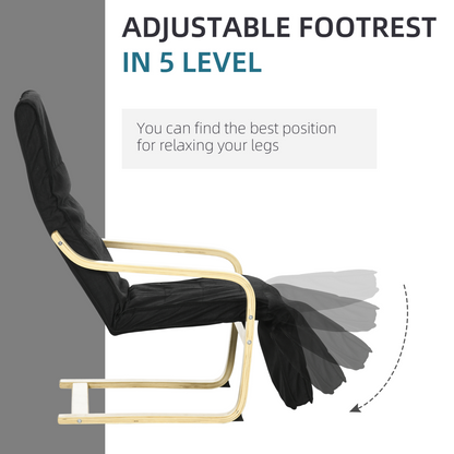 Lounge Chair Recliner Adjustable Footrest Home Black