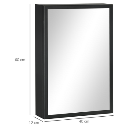 kleankin Wall Mounted Bathroom Cabinet with Mirror and Storage Shelves