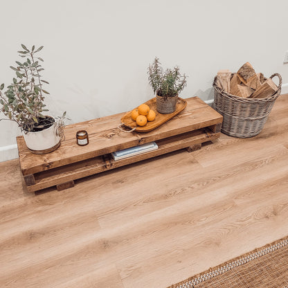 VIOT Low Solid Wood Chunky TV Unit