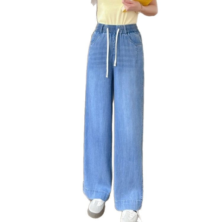 New Arrival Summer Thin Stretch Straight Elastic Denim Jeans In Lyocell Tencel