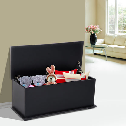 HOMCOM Ottoman Storage Box Chest Cabinet Keepsake With Lid Chipboard Black