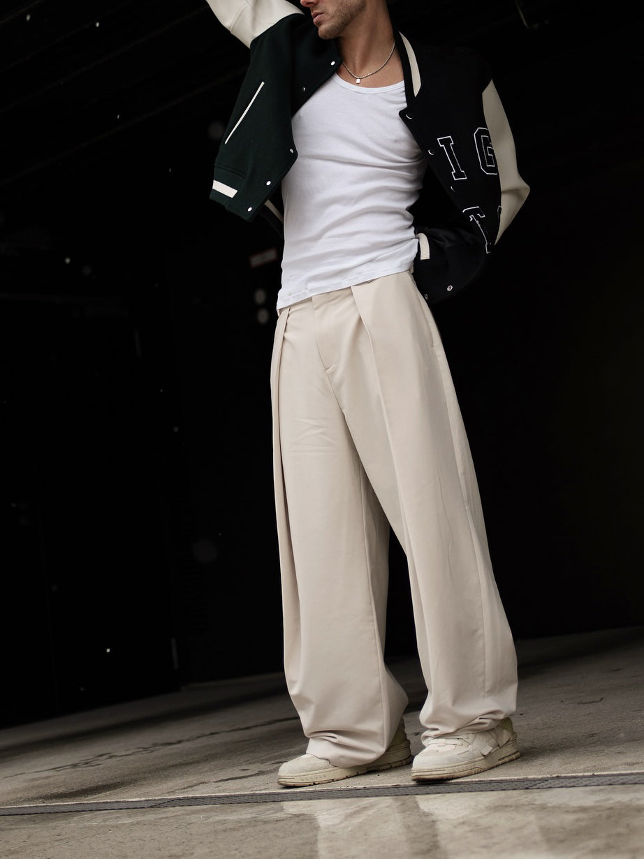 High-waisted Pleated Casual Pants