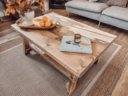ARBA Rustic Wooden Coffee Table With Shelf